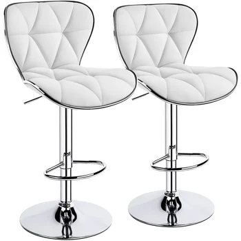 Барный стул из искусственной кожи с регулируемой спинкой Alden Design, набор из 2 предметов, белый