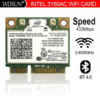 Двухдиапазонная беспроводная сеть Intel-AC 3160 AC3160 316AC AC3160HMW Half Mini PCI-Express Беспроводная сеть Wlan + карта Bluetooth 4.0 WiFi