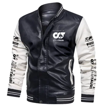 Новые Мужские кожаные куртки с логотипом F1 Events, Осень-зима, Повседневная мотоциклетная куртка из искусственной кожи, Байкерские кожаные пальто, Брендовая одежда, Размер ЕС