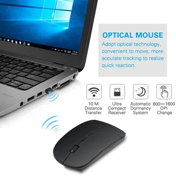 Ультратонкая USB беспроводная компьютерная мышь 2,4 G приемник, супертонкая мышь для настольных ПК, ноутбуков